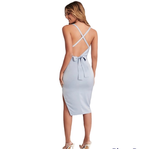 NWT Lavish Alice Cross Back Cowl Neck Midi Dress in Cornflower Blue Size 4 - Picture 3 of 16